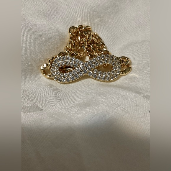 Gold Infinity charm link Bracelet with sparkling CZs - 7 inches - Picture 4 of 5